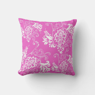 Hot pink floral graphic cushion
