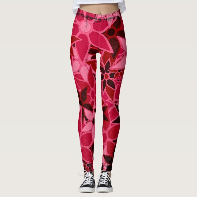 Hot Pink Floral Leggings (Front)