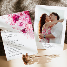 Hot Pink Floral Photo Back Wedding