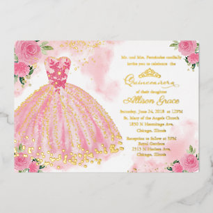 Hot Pink Floral Quinceanera
