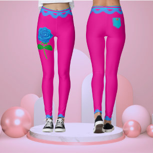 Hot Pink Floral Rose Fashionable Exercise Workout  Leggings