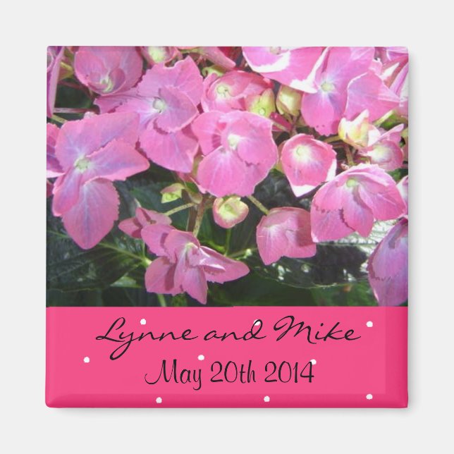 Hot Pink Floral Save the Date Magnet (Front)
