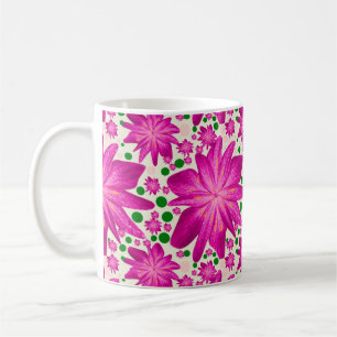 Hot pink floral seamless pattern coffee mug