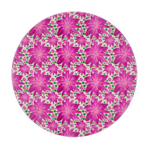 Hot Pink Floral Seamless Pattern  Cutting Board
