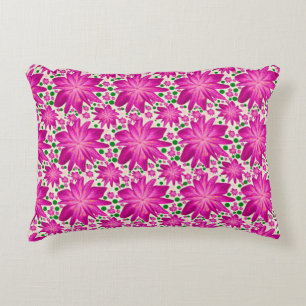 Hot Pink Floral Seamless Pattern Decorative Cushion