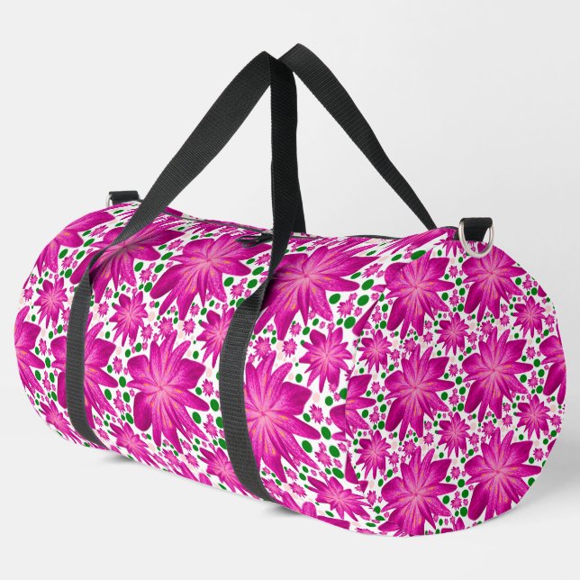 Hot pink floral seamless pattern  duffle bag (Left Corner)