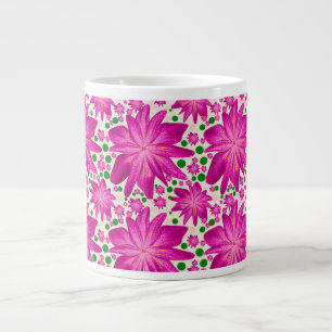 Hot Pink Floral Seamless Pattern  Large Coffee Mug