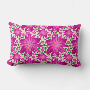 Hot pink floral seamless pattern lumbar cushion