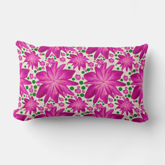 Hot pink floral seamless pattern  lumbar cushion (Front)