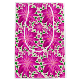 Hot Pink Floral Seamless Pattern Medium Gift Bag