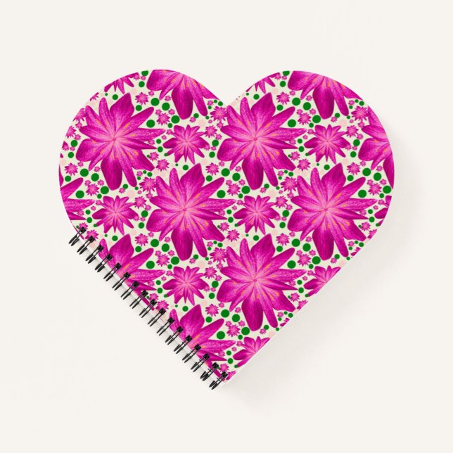 Hot Pink Floral Seamless Pattern Notebook (Front)