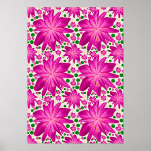 Hot pink floral seamless pattern  poster