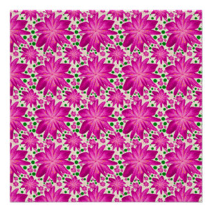 Hot Pink Floral Seamless Pattern Poster