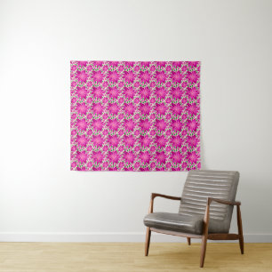 Hot pink floral seamless pattern tapestry