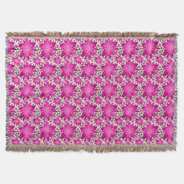 Hot pink floral seamless pattern  throw blanket (Front)