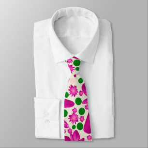 Hot pink floral seamless pattern tie