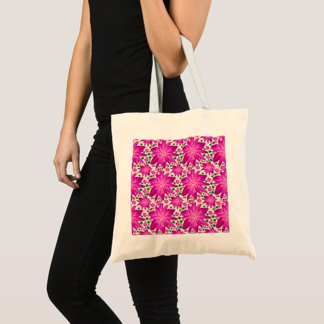 Hot Pink Floral Seamless Pattern Tote Bag (Front (Product))