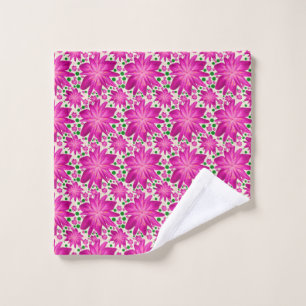 Hot Pink Floral Seamless Pattern  Wash Cloth