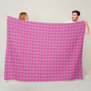 Hot Pink floral seamless pattern with polka dots  Fleece Blanket