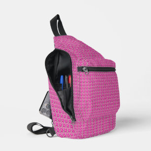 Hot Pink floral seamless pattern with polka dots Sling Bag