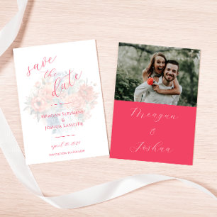 Hot Pink Floral Spring Wedding Photo Save The Date
