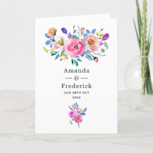 Hot-Pink Floral Vintage Wedding Programme