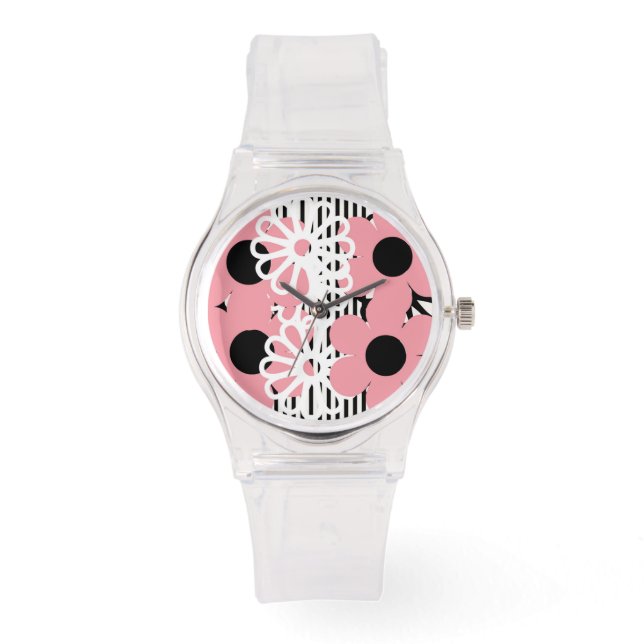 Hot Pink Floral Watch (Front)