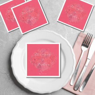 Hot Pink Floral Wedding Napkins