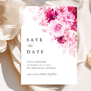 Hot Pink Floral Wedding Save The Date
