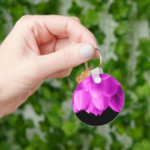 Hot pink flower petals on black