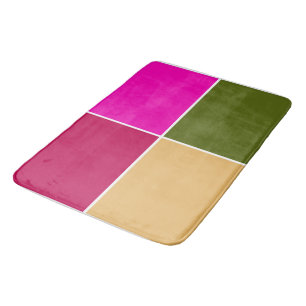 Hot Pink Flower Squares Bath Mat