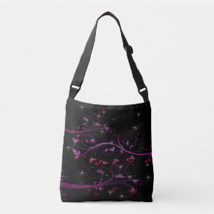 Hot Pink Flowers Crossbody Bag