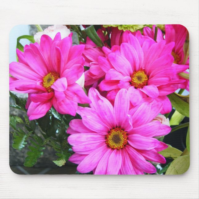 Hot Pink Flowers Mouse Pad (Front)