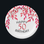 Hot Pink Foliage Birthday Party Paper Plate<br><div class="desc">Elegant leaves painted in shades of hot pink, red and orange, perfect for ANY AGE, frame Happy Birthday and the guest of honour's birthday age in chic lettering. Change the white colour behind the foliage to any colour to match your party theme. **TIP: Click the CUSTOMIZE button (or customise further...</div>