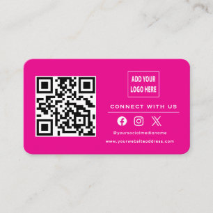 Hot Pink Follow Scan To Connect With Us QR Code Business Card