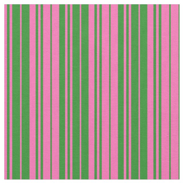 Hot Pink & Forest Green Coloured Lines Fabric (Close Up)
