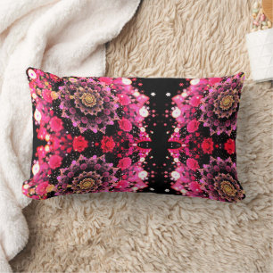 Hot Pink fractal floral Lumbar Cushion