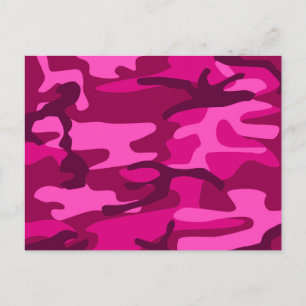 Hot Pink Fuchsia Camo Camouflage Girly Pattern Postcard