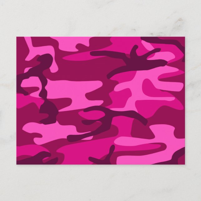 Hot Pink Fuchsia Camo Camouflage Girly Pattern Postcard (Front)
