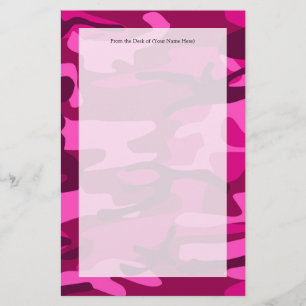 Hot Pink Fuchsia Camo Camouflage Girly Pattern Stationery