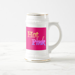 Hot Pink fuchsia left hand white stein gold trim
