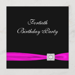 Hot Pink Fuchsia Womans 40th Birthday Party Invitation