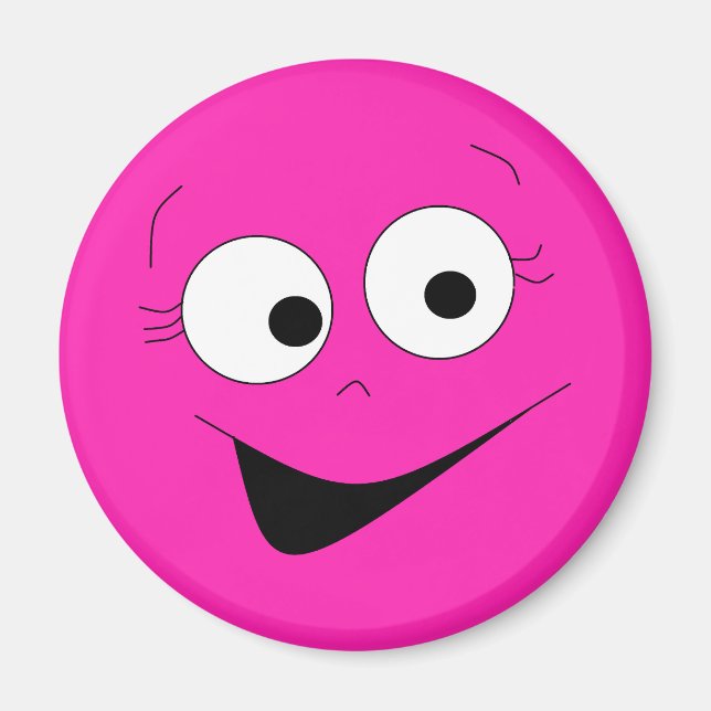Hot Pink Funny Silly Face Face Magnet (Front)