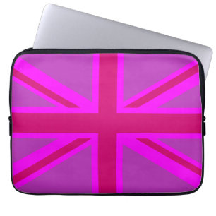 Hot Pink Fushia Union Jack British Flag Background Laptop Sleeve