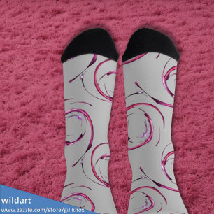 Hot Pink Galaxy on Soft Grey Socks