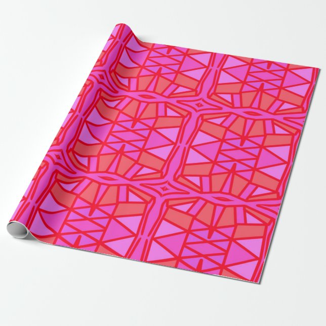 Hot Pink Geometric All Occasion Wrapping Paper (Unrolled)