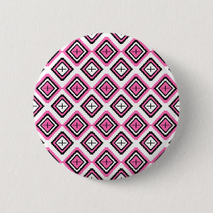 Hot Pink Geometric Inspired Pattern 6 Cm Round Badge