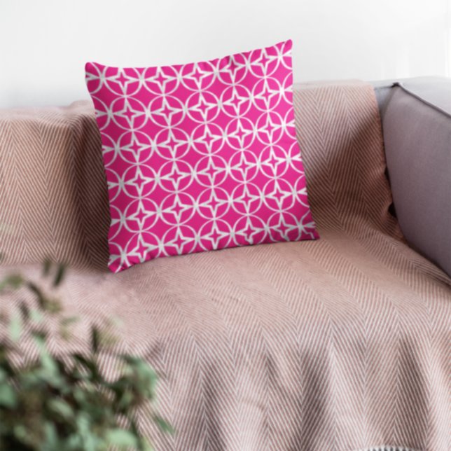 Hot Pink Geometric Pattern Cushion (Creator Uploaded)