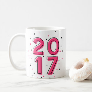 Hot Pink Geometric Pattern Custom Class of 2017 Coffee Mug
