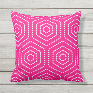 Hot Pink Geometric Pattern Outdoor Pillows